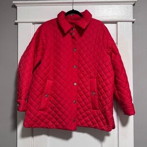 Anne Klein Quilted Jacket XXL Red | Plus Size Diamond Quilted Coat Lightweight